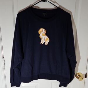 Talbots Navy Sweatshirt with Dog Design
